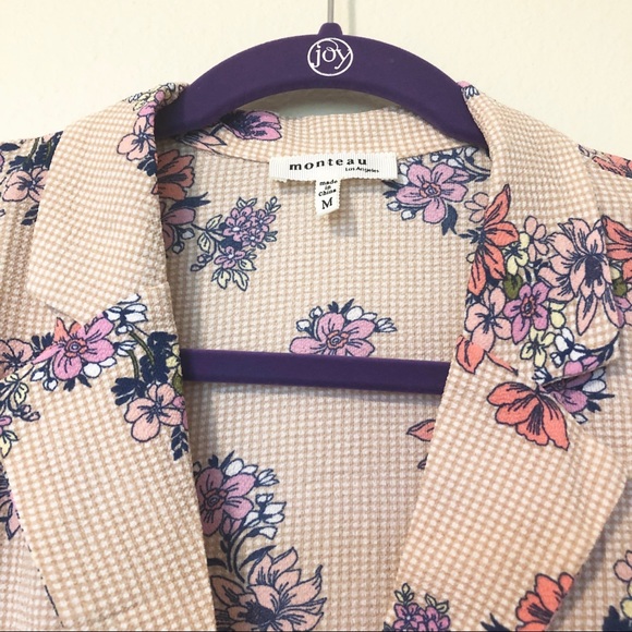 Monteau Floral Tie Front Camp Shirt - Picture 2 of 5